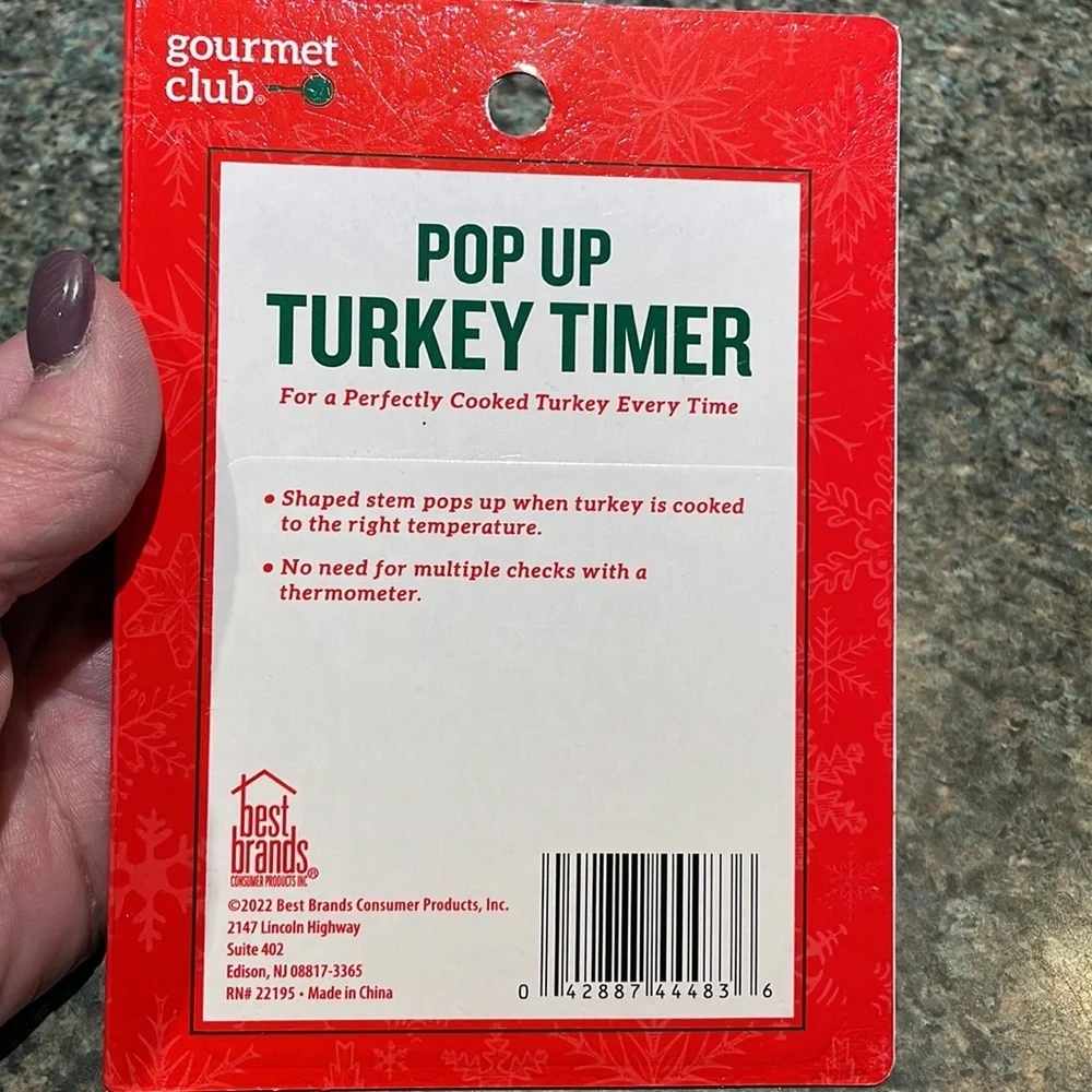 Gourmet Club 3 pack Pop up Turkey Timers with Christmas decorations on top NEW